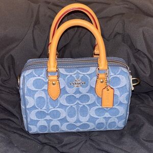 Coach Denim Blue and Tan Satchel denim mini Rowan